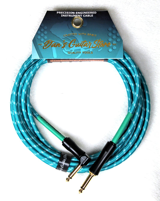 Dan's Guitar Store Instrument Cable (3m / 10ft Inline/Right-Angle) 1/4Inch Jack 21AWG OFC Self-Silencing Cable